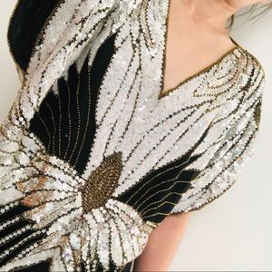 Vintage 100% silk sequins top